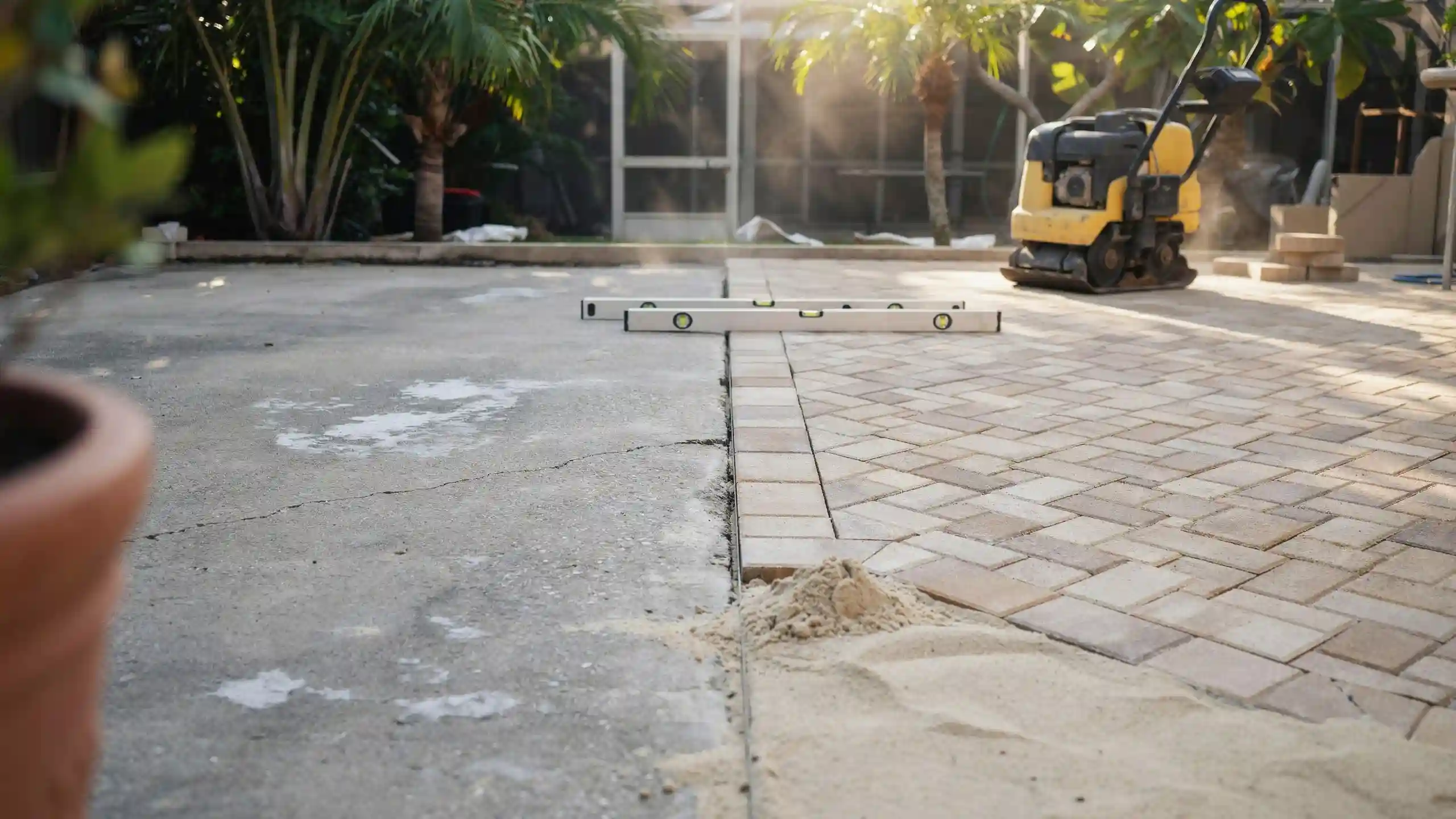 Can you put pavers over cracked concrete with proper sand leveling base.