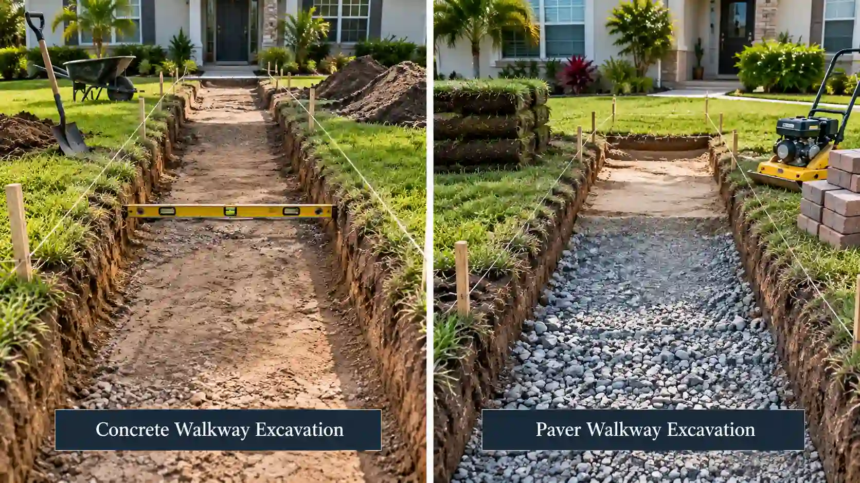 Concrete vs. Paver Walkway Excavation