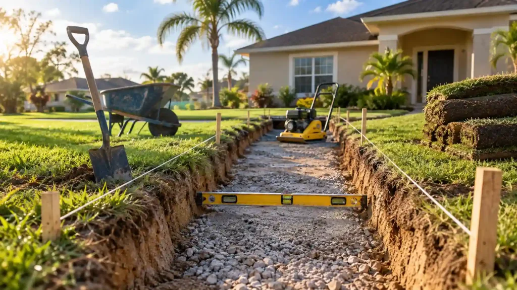 How to Excavate Lawn for Walkway